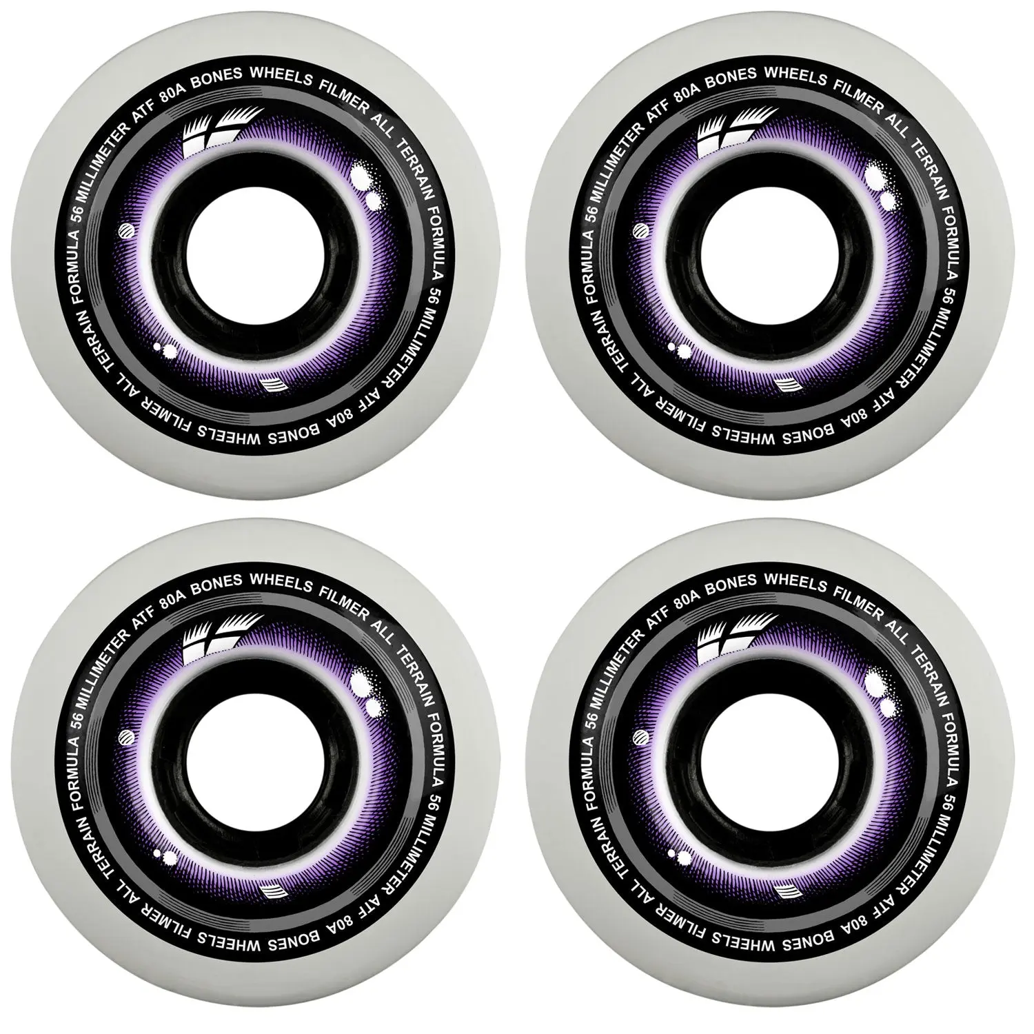 Bones Skateboard Wheels 60mm ATF Filmers All Terrain Formula 80A