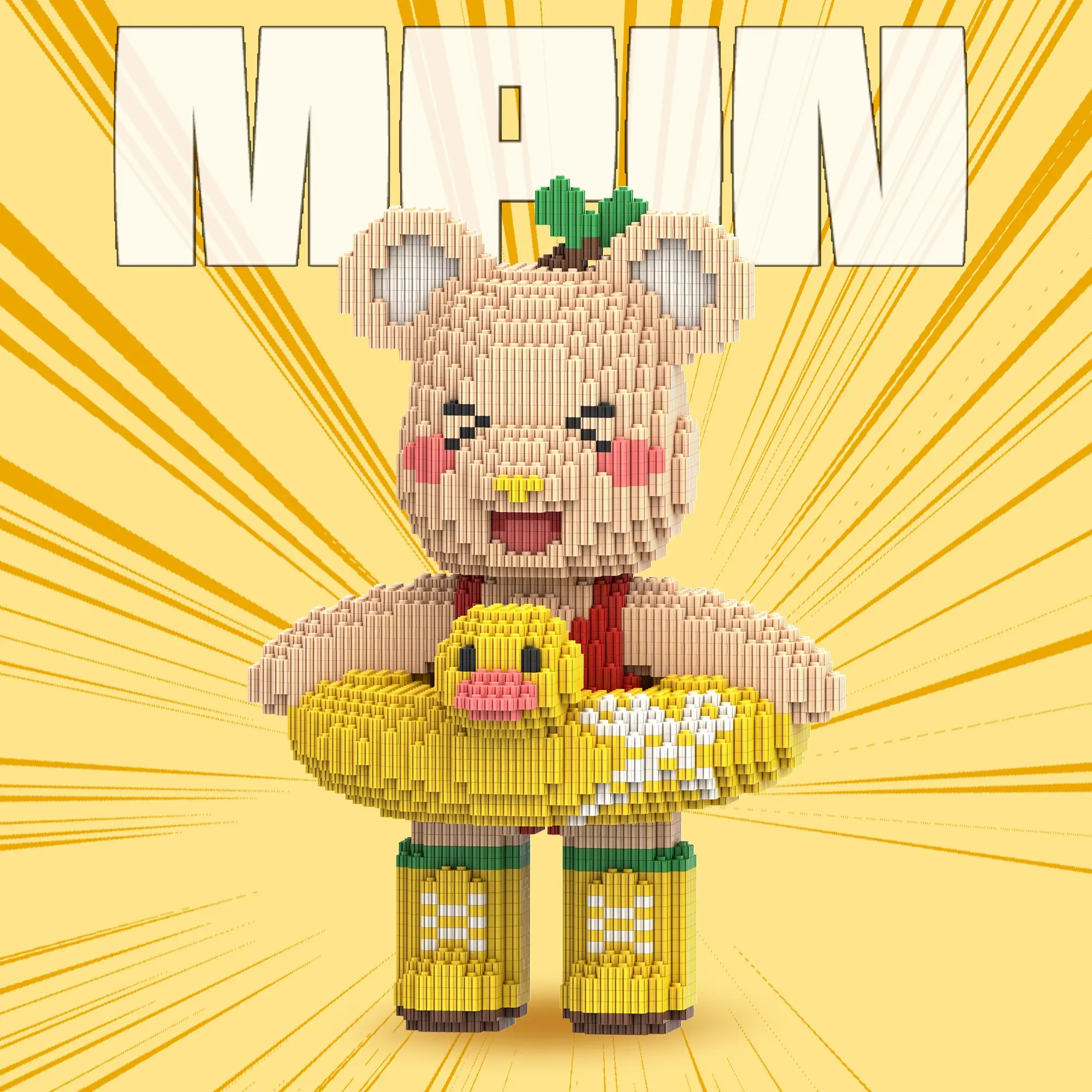 Mpin Building Block , 32cm High Bear Building Block set, Creative DIY Assembly Plaything, Unisex Gift Recommendation, Home Decor, Building Blocks Kit