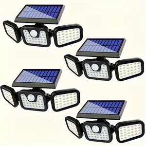 4-Pack Outdoor Solar Lights, Ultra-Bright Motion Sensor Security Floodlights, 180° Wide Angle Wall Lamp for Garage Yard Patio, Adjustable Flood Lamp, Solar Shed Lights, Yard Lighting, Outside Lights