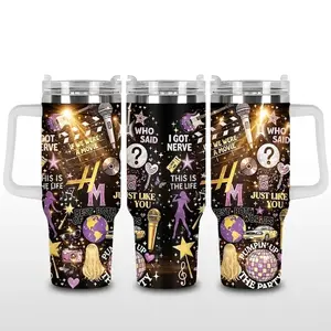 Retro Pop Culture Hannah Montana Skinny Tumbler 20oz-40oz Stainless Steel, Double Wall Insulated, With Handle & Straw – Funny Gift for Scooby Doo Lovers & Fans