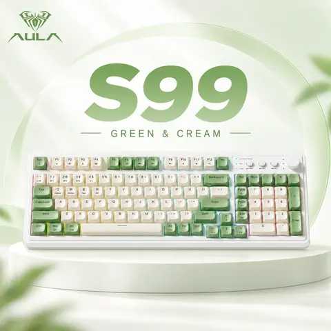 [Restock]AULA S99 Key Keyboard, Tri-Mode Bluetooth/2.4GHz/USB-C Cute Creamy Gaming Keyboard with Number Pad RGB Backlit, Media Knob Custom for MAC Xbox PC Gamer Valentine's Day gift S99 Keyboard Fixed Keycaps & Switches (Non-Replaceable),techvibes