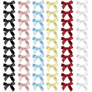 60Pcs 1.6x2inches Mini Cute Bow Hair Clips for Women Girls,Small Solid Color Hair Ribbon Alligator Clips Barrettes Pins Metal Y2k Hair Accessories