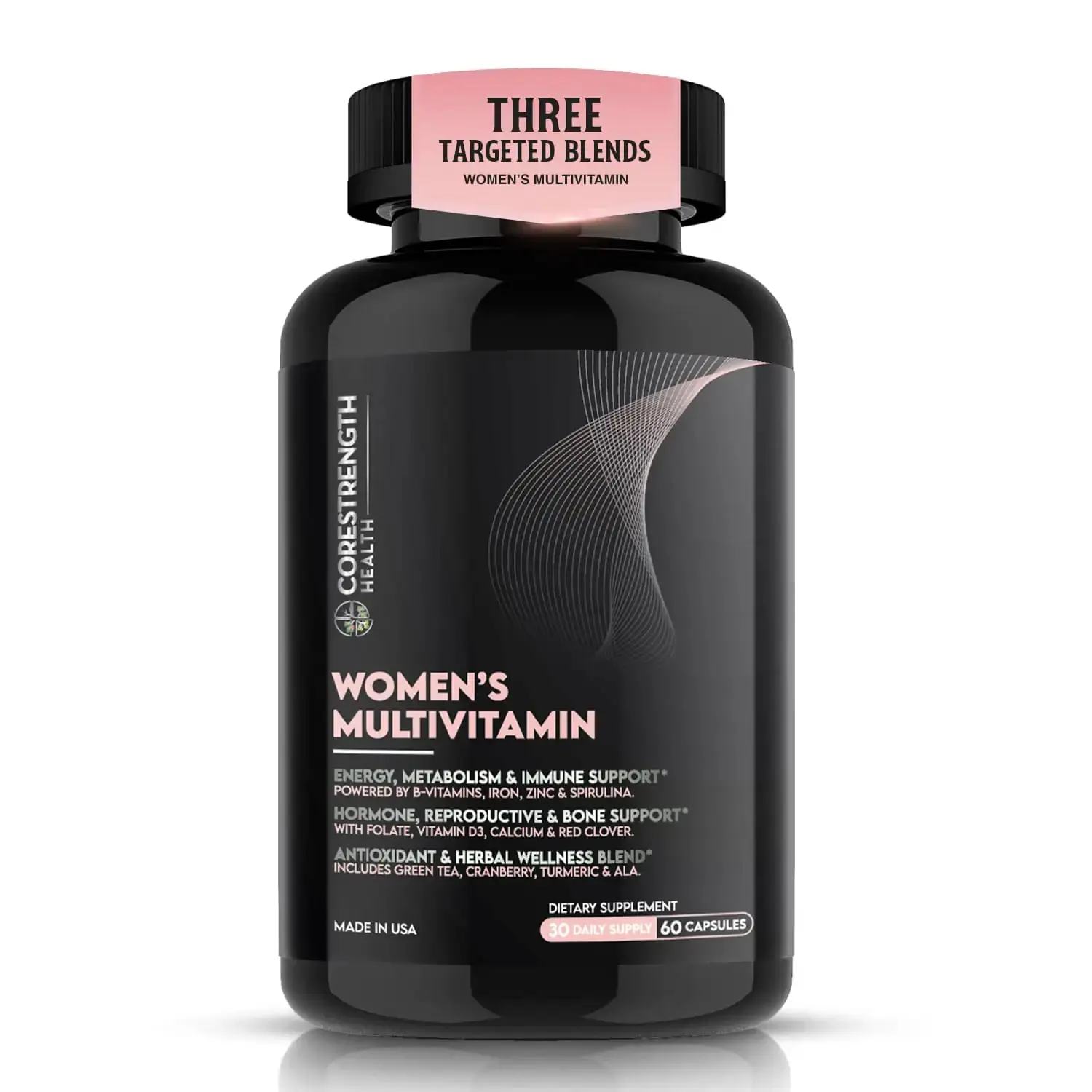 Women’s Daily Multivitamin | High Potency B Complex, Vitamin D3 & Zinc | with Antioxidant Herbal Blend | Energy, Metabolism & Immune Support | 60 Capsules | Non GMO, Gluten Free | CoreStrength Health