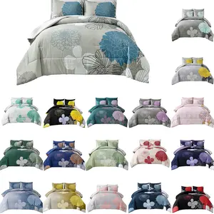 7 Pieces Bed in a Bag Boho Floral Comforter Set Flowers Comforter Sets Soft Microfiber Bedding Set Queen King Size (1 Comforter 1 Flat Sheet 1 Fitted Sheet 2 Pillowshams 2 Pillowcases)