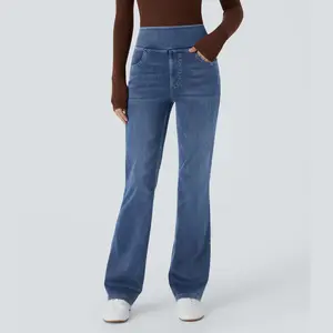 Halara Flex High Waisted Pockets Washed Casual Bootcut Jeans