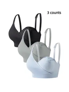 Women's Solid Adjustable Strap Buckle Front Pregnant Maternity Bra, Pregnancy Maternity Bra, Maternity Clothes, Comfortable Breathable Wrap Nursing Bra, Maternity Lingerie for All Seasons