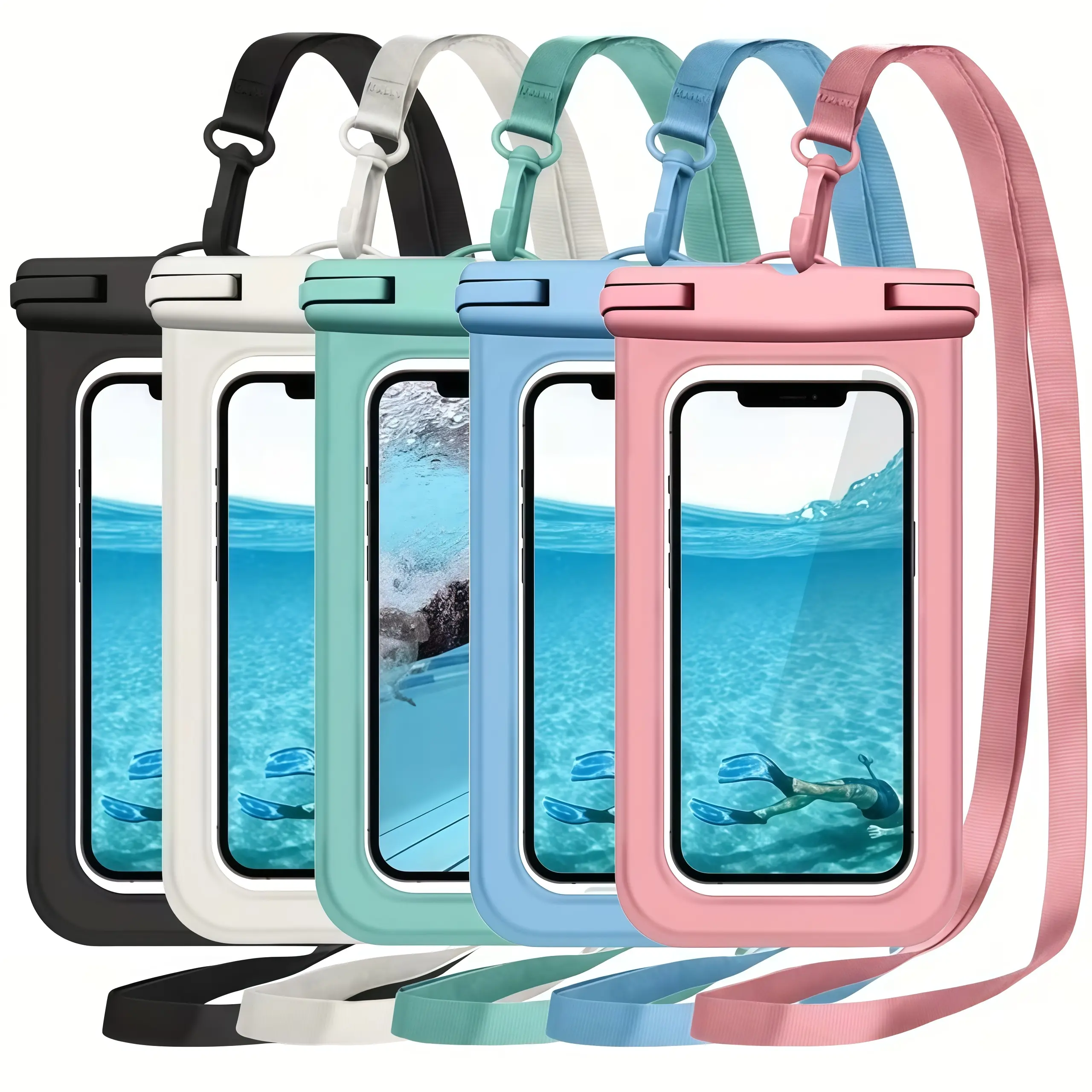 2pcs Pink & Black Waterproof Phone Case - Water Resistant Mobile Accessory with Built-In Card Pocket, Large Smartphone Protection for Beach Cruising, Rainy Travel (Home & Party Essential), Casing