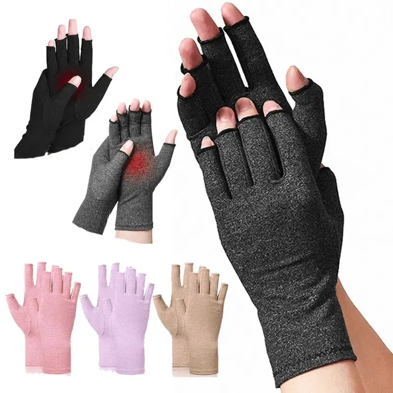 Glove Set - 5 Pairs Fingerless Compression Sports Gloves for Men and Women, Wrist Support for Arthritis Pain Relief & Gardening, Glove Set Sports Gloves