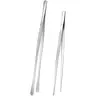 2Pcs Kitchen Tweezers Tongs, Long Handle Food Grippers for Cooking and Plating, Stainless Steel Culinary Tongs (12"Round Tip + 8"Point Tip Sets) Utensils