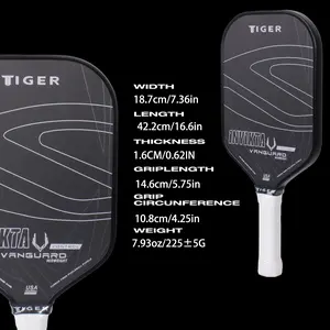 Tiger Vanguard Carbon Fiber Pickleball Racket - Lightweight Unisex Adults T700 Racket with Enhanced Rotation & Cold Pressed PP Honeycomb Core