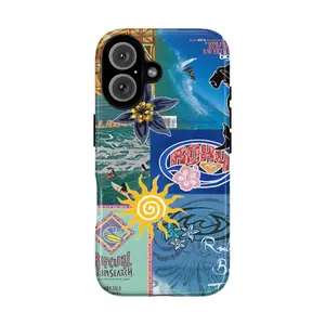 Beach Vibes Phone Case Y2K Surf Magazine Collage with Bold Colors for iPhone 7 16 iPhone 17 Pro Pro Max, 16, 15, 14, 13, 12, 11