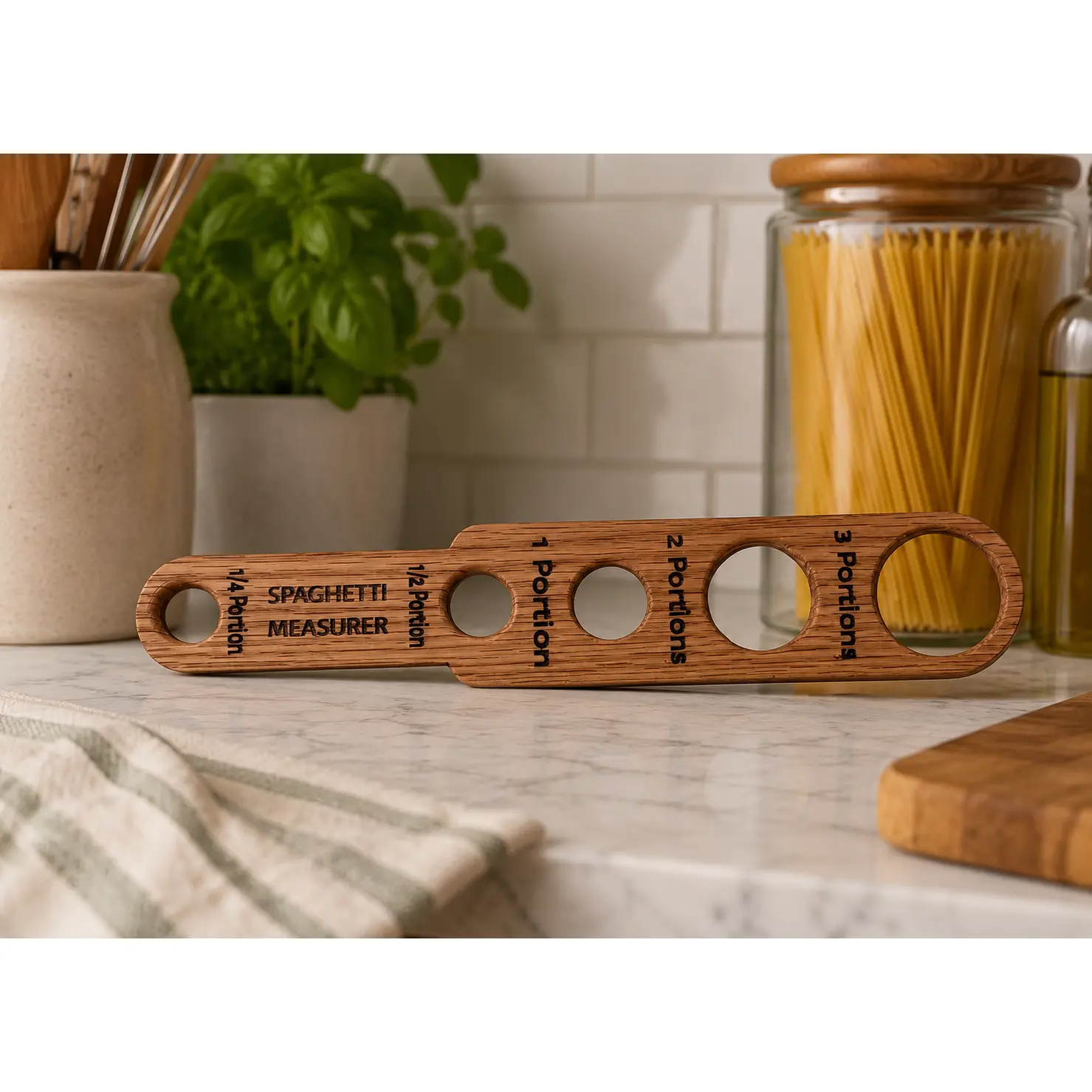 Handmade Wooden Spaghetti Measurer – Pasta Portion Tool – Rustic Kitchen Utensil