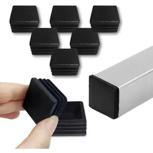 32 count 1-1/4 inch Square Tubing End Caps, Plastic End Caps Insert Finishing Plug for Chair , Pipe , Table  (Black, 30x30mm)