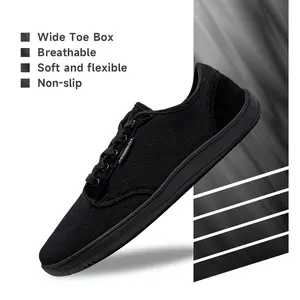 HOBIBEAR Barefoot Minimalist Shoes Womens Mens | Zero Drop | Wide Width Fashion Sneaker Runner Black Casual Footwear Trainer Running Closed Athletic