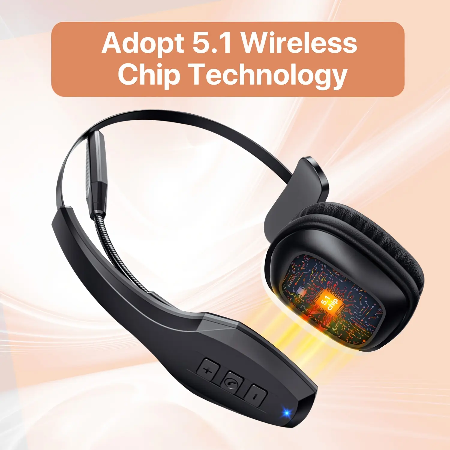 Wireless Headphone with Dual-Mic Noise Cancellation, Over-the-Head Plastic Earpiece, 55-Hour Battery & Multipoint Pairing for Truck Drivers, Sports & Outdoor Fitness Ab Training Use