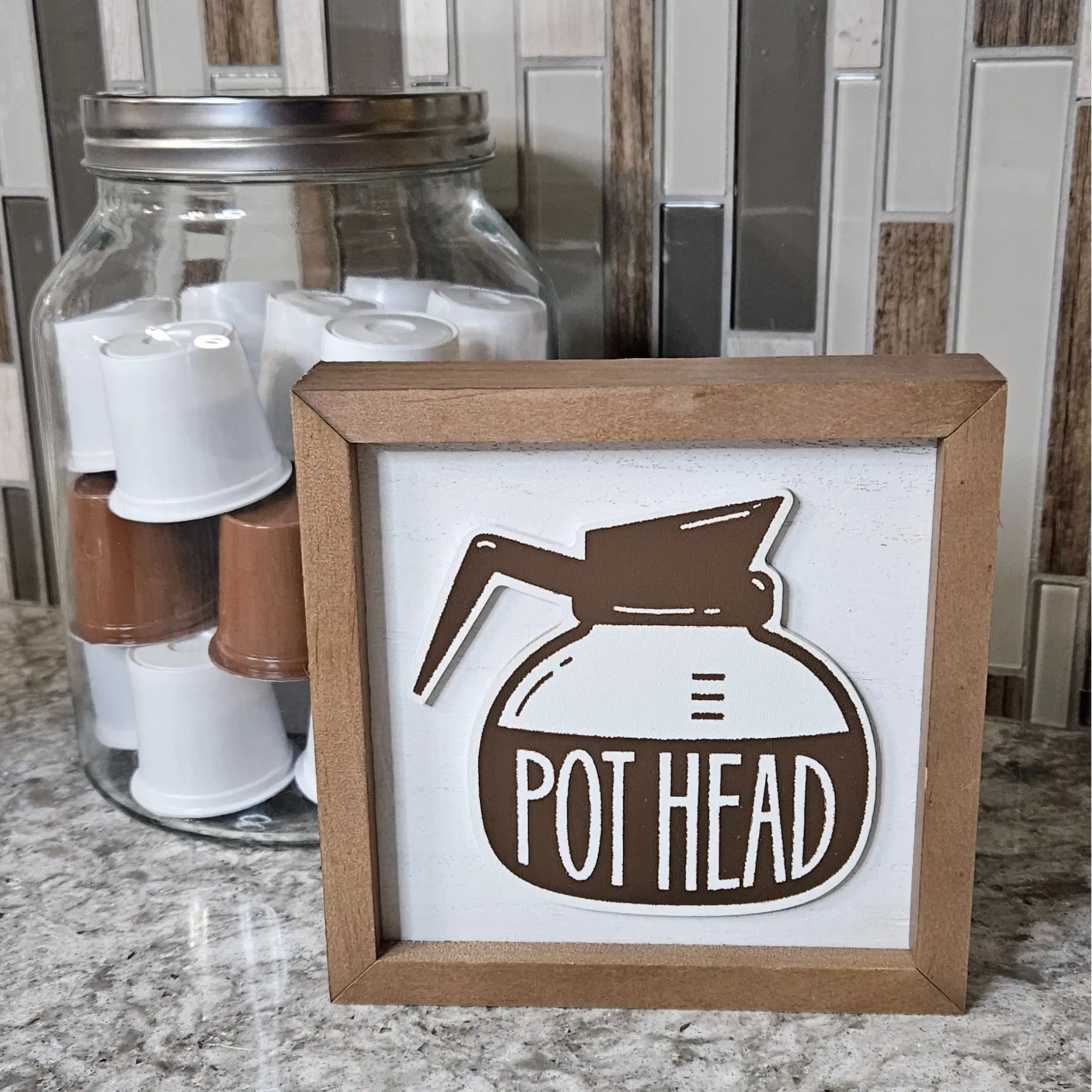 Decorative Coffee Bar 6X6 Sign - Coffee Pothead Kitchen Wood