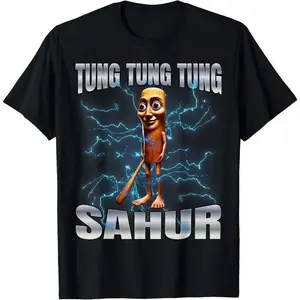 Unisex 100 Percent Cotton Graphic Tee Featuring Tung Tung Tung Sahur Theme for Women