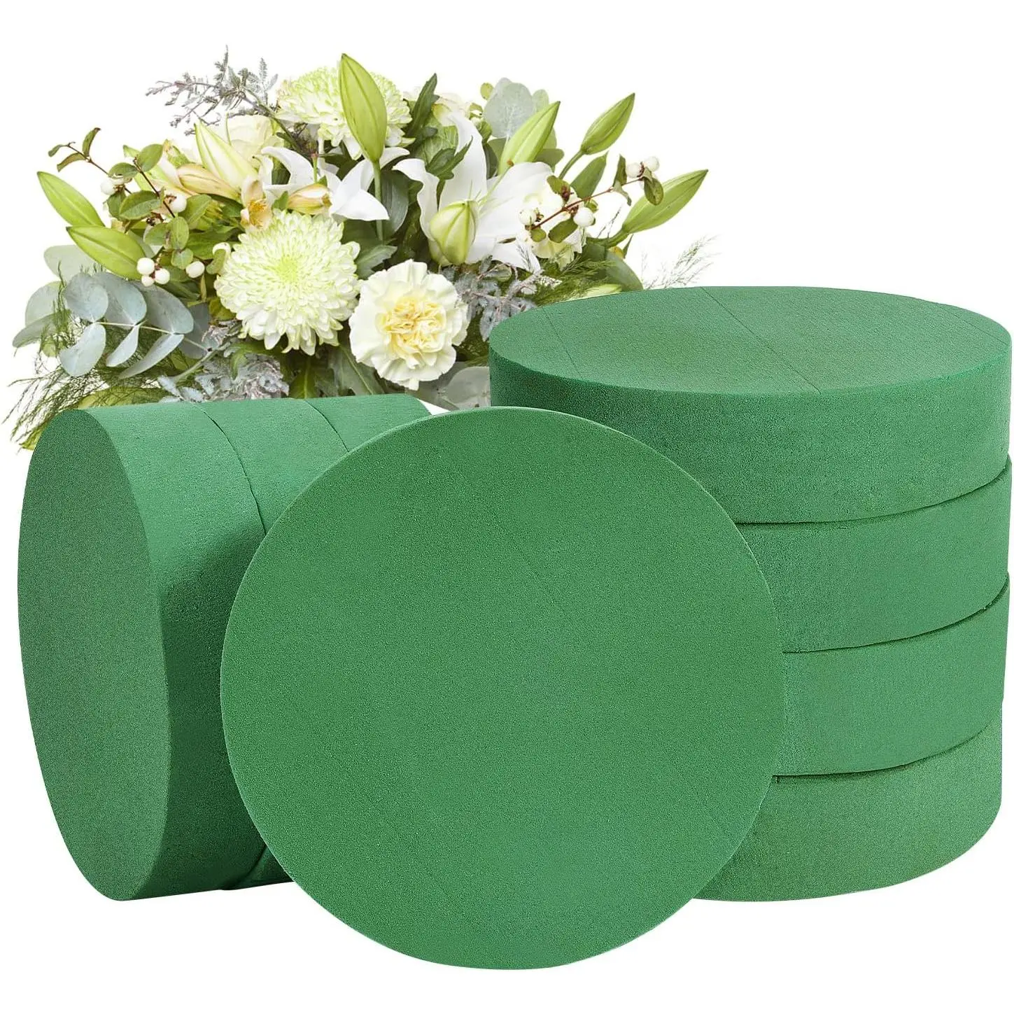 8-Pack 7.5in Round Wet Floral Bricks, DIY Floral Blocks for Craft Embellishments, Flower Filling, Wedding Bouquets & Spring Holiday Decoration, Diy Craft Embellishments, Diy Flower Filling