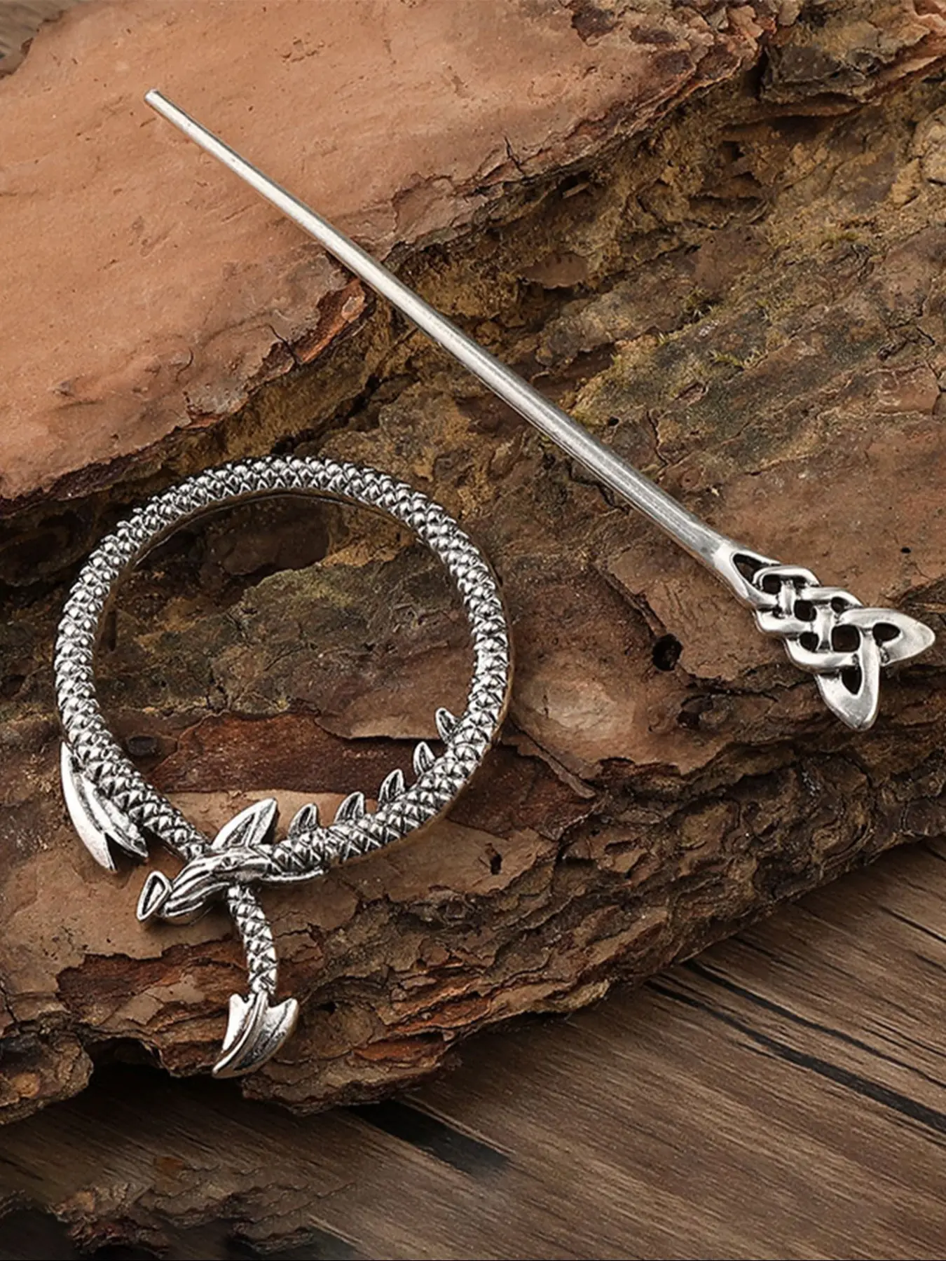 Vintage Viking Style Dragon Hairpin, Celtic Knot Hair Accessory, Casual All-Season Party Gift, Mother's Day, Valentine's Day, Birthday, Hair Clip, Hair Decor, Hairclips