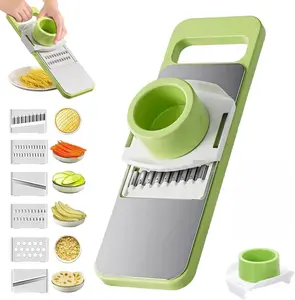 Manual   with 6 Blades Durable   Multifunctional Kitchen Tool for Carrots Cucumbers Potatoes No Power Needed Easy to Clean Assemble Compact Design for Home Cooking Kitchen Gadgets meal prep containers supplies mandoline slicer vegetable food chopper