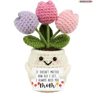 Handmade Crochet Tulip Yarn Doll, Cute Soft Flower Decor, Mothers Day Gift, Mom Gift, Perfect Birthday Keepsake & Aesthetic Desk Accessory, Mom Gifts