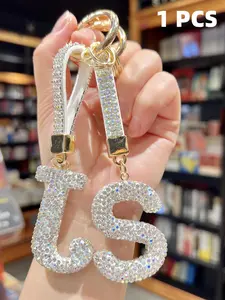 Silver Color Letter M Rhinestone Keychain for Women Girls, Cute Backpack Car Key Accessories, Versatile Accessory, Perfect Gift for All Seasons, Unique Design