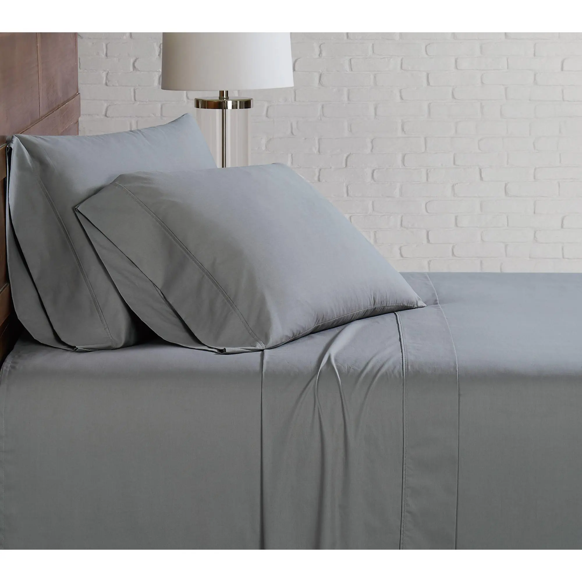 Brooklyn Loom Solid Cotton Percale King Sheet Set