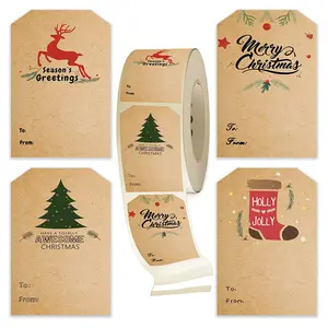 Vintage Christmas Stickers Roll, 300 Sheets Per Roll, Perfect Gift Wrapping Labels, Festive Holiday Decorations