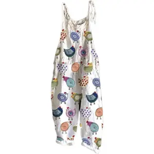 Summer women's jumpsuit printed casual sleeveless comfortable loose workwearRAIMENTRY