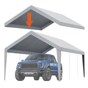 VEVOR Carport Replacement Canopy Cover 12 x 20 ft, Garage Top Tent Shelter Tarp Heavy-Duty Waterproof & UV Protected, Easy Installation with Ball Bungees,Grey (Only Top Cover, Frame Not Include)