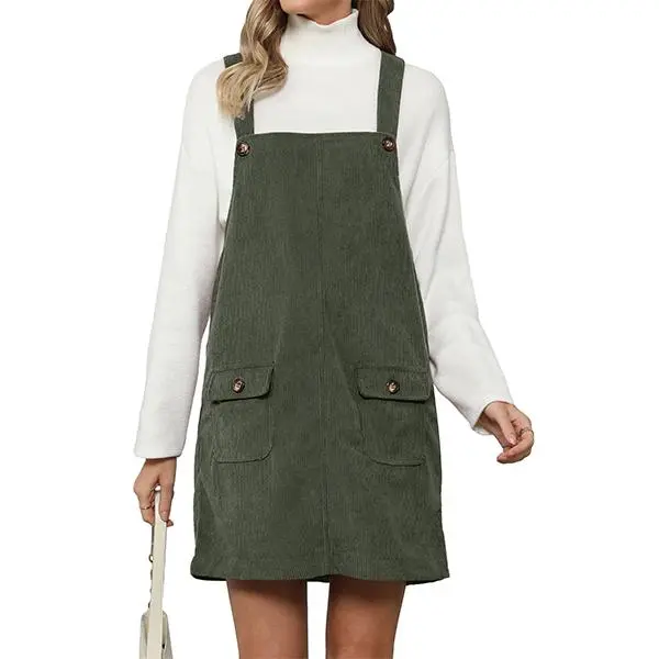 green emerald velvet dress Tima Corduroy Overall Dress (More Colors)