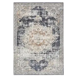 【GARVEE】- Washable Classic Rug with Oriental Medallion Design, Low Profile Rubber Backing, Ideal for Living Room, Dining Room, Bedroom, Office, Beige, Multiple Sizes Available