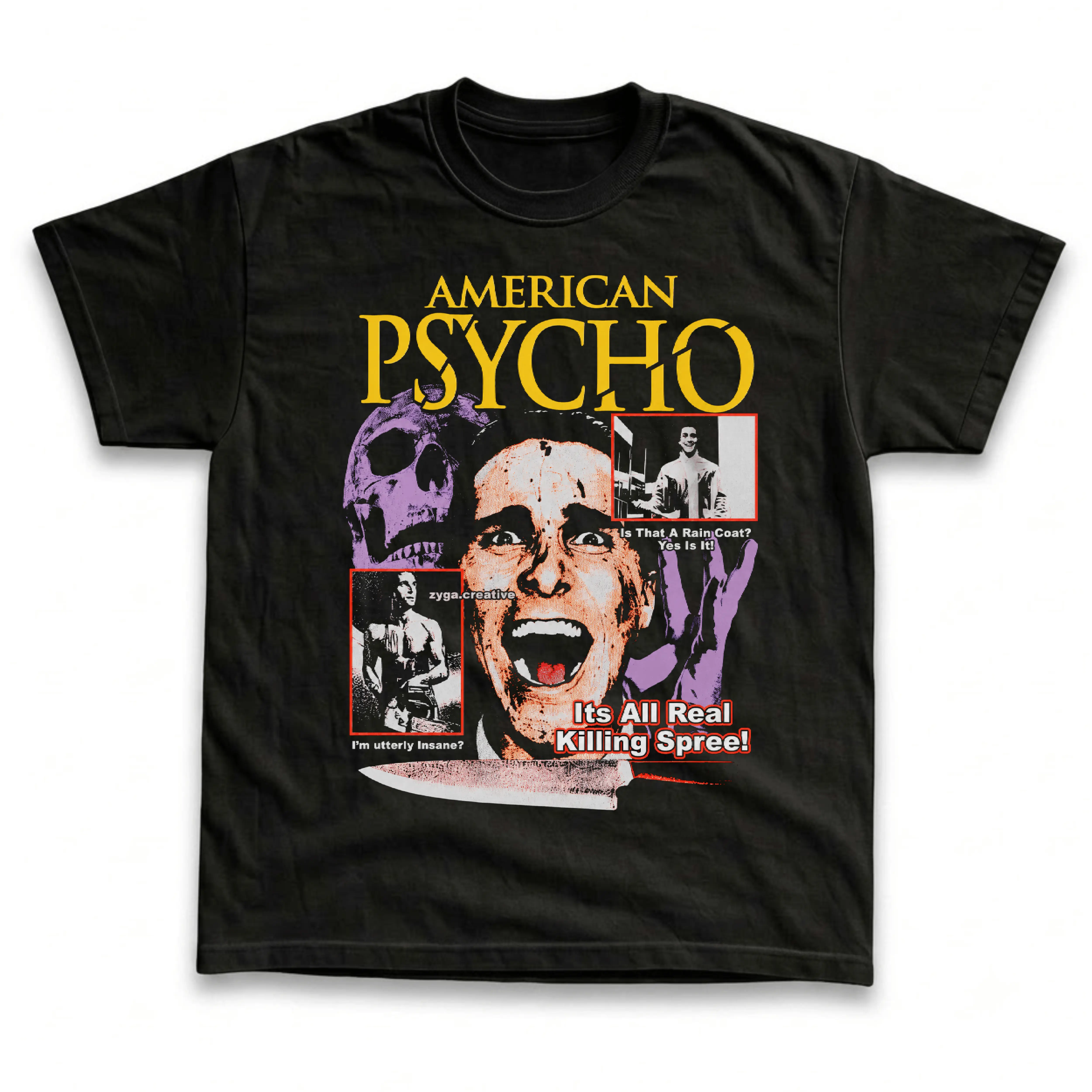 Gildan Men's and Women's T-Shirt, Vintage American Psycho Graphic Tee, Patrick Bateman Christian Bale Horror Movie Shirt, Cult Classic Film Fan Gift, Gothic Aesthetic Retro Wash Streetwear, Spooky Halloween Outfit