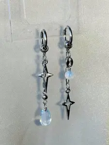 Star & Water Drop Design Dangle Earrings, Fashionable Jewelry for Women, Versatile Earrings, Trendy All-match & Exquisite Jewelry for Birthday Gift