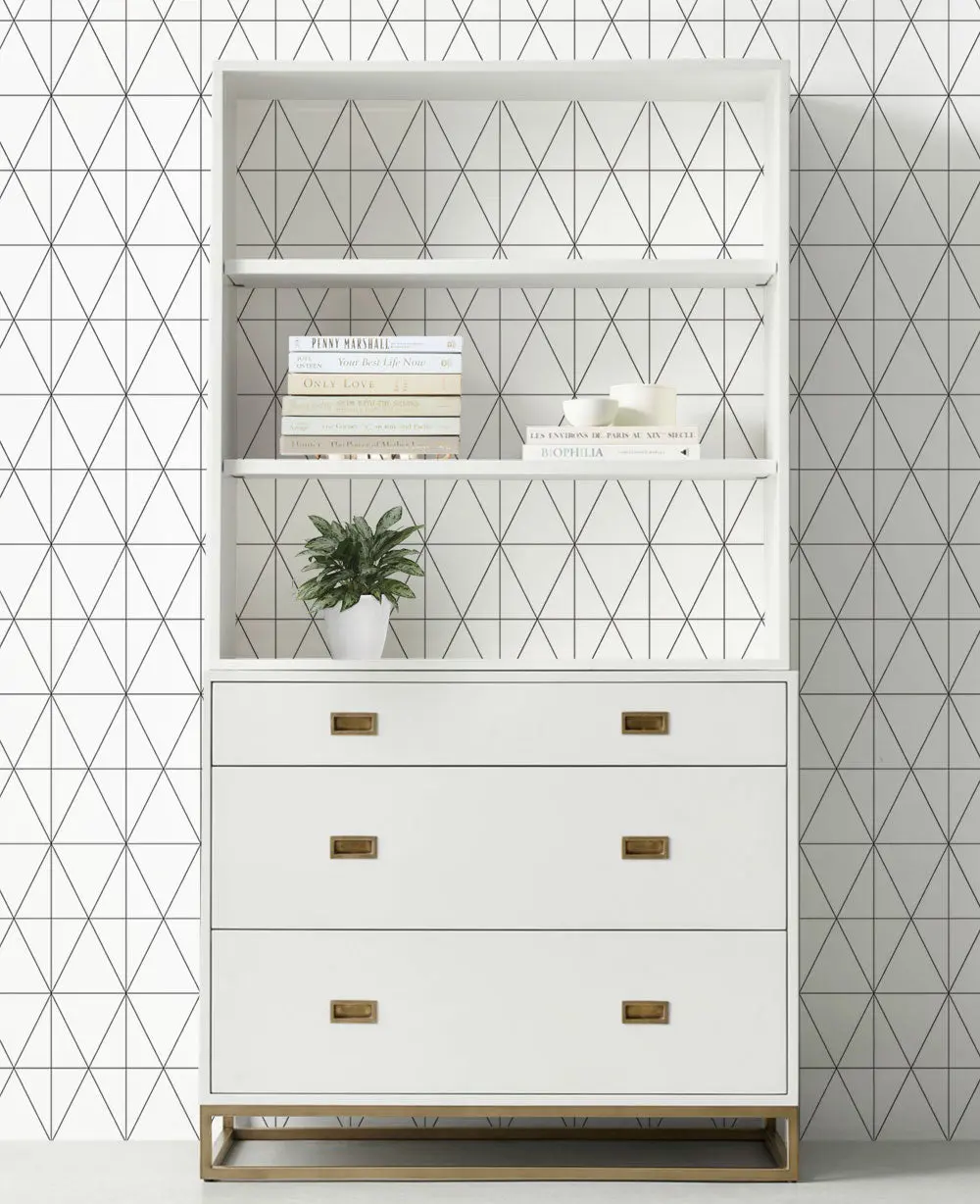 Diamond Lines Geometric Pattern Vinyl Peel and Stick Wallpaper - Renter Friendly, Re-Positionable, Temporary, Accent Wall DIY Room Makeover Supply, Temporary Wallpaper