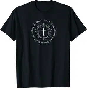 Reformation Anniversary Tshirt with 5 (five) Solas cross - Dacodaqu Shop 82B07PM5BWMH