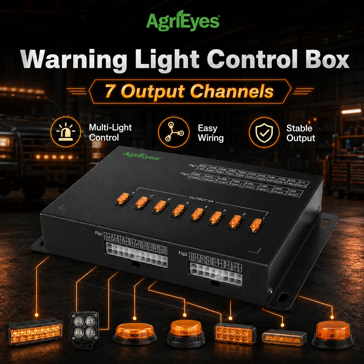 AgriEyes CT023 8-Channel Wireless Powerswitch Controller System, Included Remote Light Switch, Smart Home Control for Home Improvement Gifting