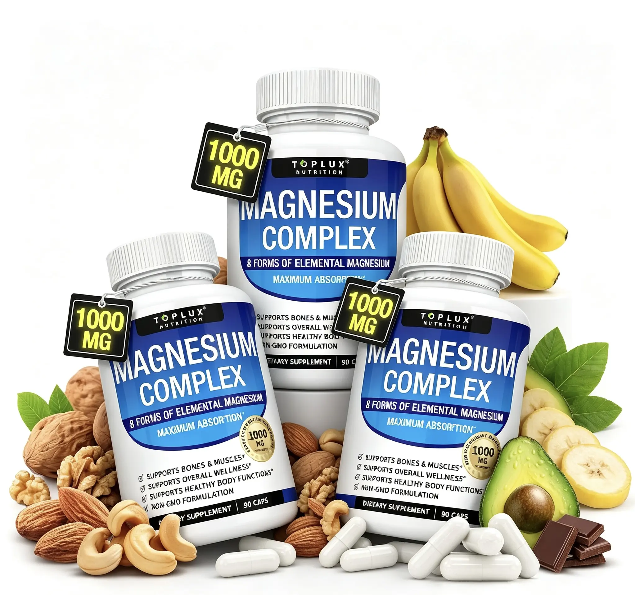 3-piece Toplux Magnesium Complex 8 Essential Magnesium Supplement