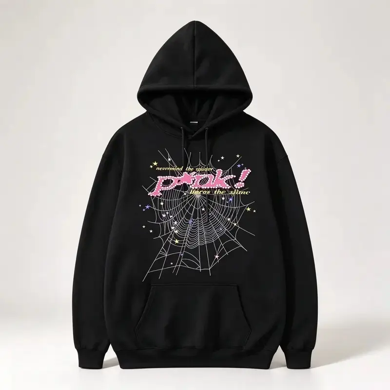 Web Graphic Hoodie - Front-Print Y2K Streetwear Clothing, Unisex Men's Hoodies, Guys Gifts, Trendy Sports Outerwear, Clothing for Gifting