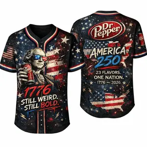 Dr Pepper America 250 Baseball Jersey 1776–2026 Patriotic Shirt, Vintage USA Graphic Jersey, 4th of July Outfit, Streetwear Oversized Tee