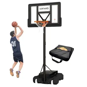 COFIYARD 4.3FT-10FT Basketball Hoop Outdoor System with Extra Sandbag Height Adjustable Goal 44 Inch Shatterproof Backboard for Youth Teens Adults Indoor Outdoor Home Workout Equipment