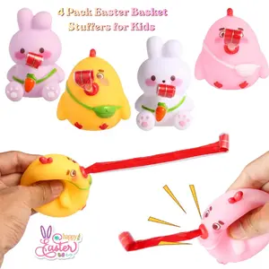 Easter Basket Stuffers for Kids 4 Pack – Funny Tongue Out Fidget Sensory Toys, Easter Egg Fillers for Boys & Girls, Perfect for Easter Gift