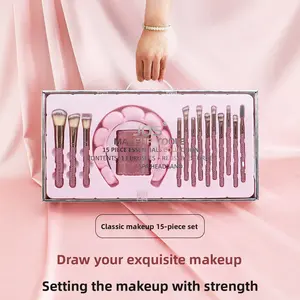 JOS 15pcs High-End Luxurious Ultra Shiny-Shiny Diamond Multifunctional MakeupBrush Set,Contour Brush,Foundation Brush,LipstickBrush,Beauty,Christmas Gift Set,Makeup Gift,BeautyTool Kit With Bling Handles For Face & ldeal Gift ForWomen