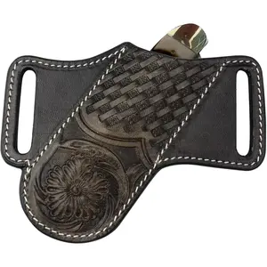 Durable Leather Knife Sheath for Belt, Portable Pocket Folding Knife Holster Pouch for Outdoor Daily Carry