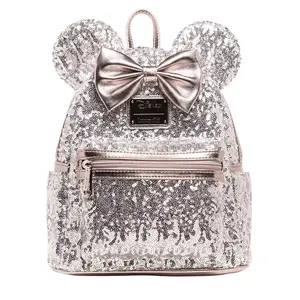 Loungefly Disney Minnie Mouse Silver Sequin Mini Backpack