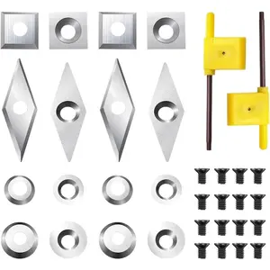 34 count Tungsten Carbide Cutters Inserts Set, Lathe Tools for  Lathe Turning Tools, Supplied with Screws and  (-34Pcs)
