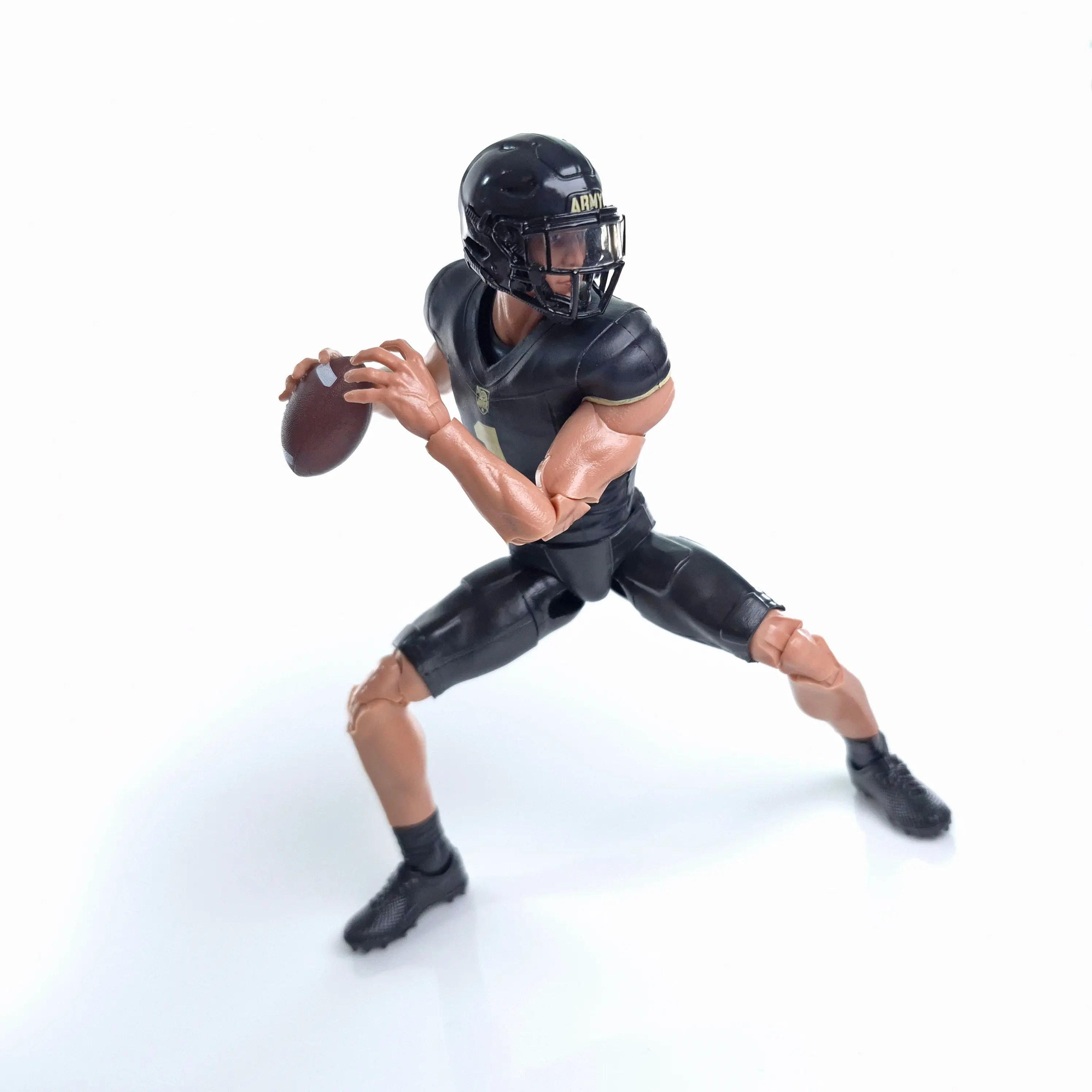 6-inch Army Walk-On Player Action Figure Collectible, Black & Gold Army Design, 4 Interchangeable Hand Sets, Lightweight Sports Collectible, Action Figures