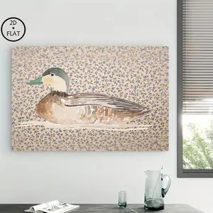 Rustic Farmhouse Animal Canvas Print, Vintage Cottagecore Duck Bird Wall Art, Framed Canvas Wrap & Unframed Canvas Poster for Living Room and Bedroom Wall Decoration