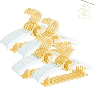 Baby Closet Hangers Ultra-Thin Non-Slip Extendable Laundry Infant Pant Hanger for Newborn Clothes 20pcs Yellow Gift Adjustable Children Coat Hanger for Girl Boy Toddler Kids Child Organiser Fitting