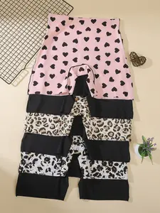 Women's Seamless Ice Silk Safety Pants, Heart Leopard Print High Waist Sealed Elastic Anti-Slip Underwear, Multiple Colors Available